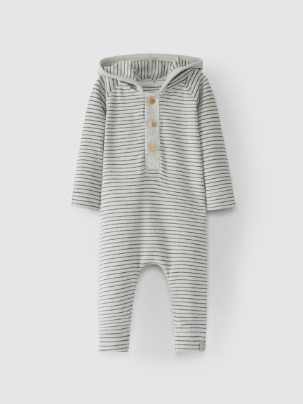 Romper printed with hood organic cotton