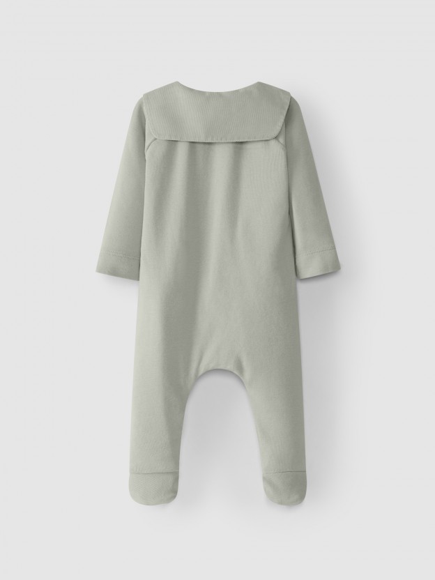 Babygrow with collar in micro-ribbed velvet
