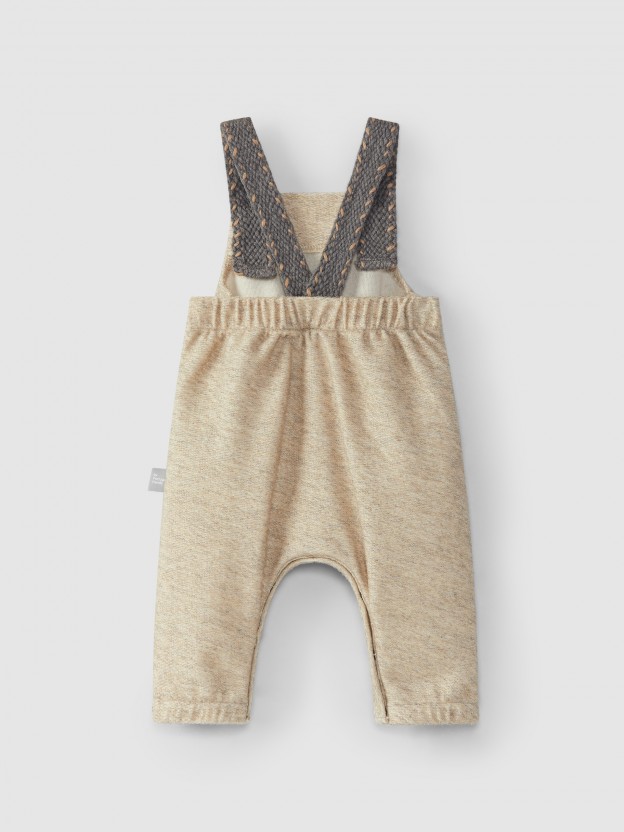Dungarees with wool plush pocket