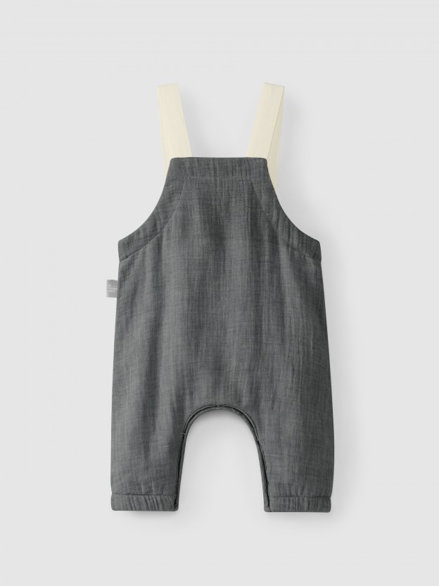 Dungarees in four-layer muslin