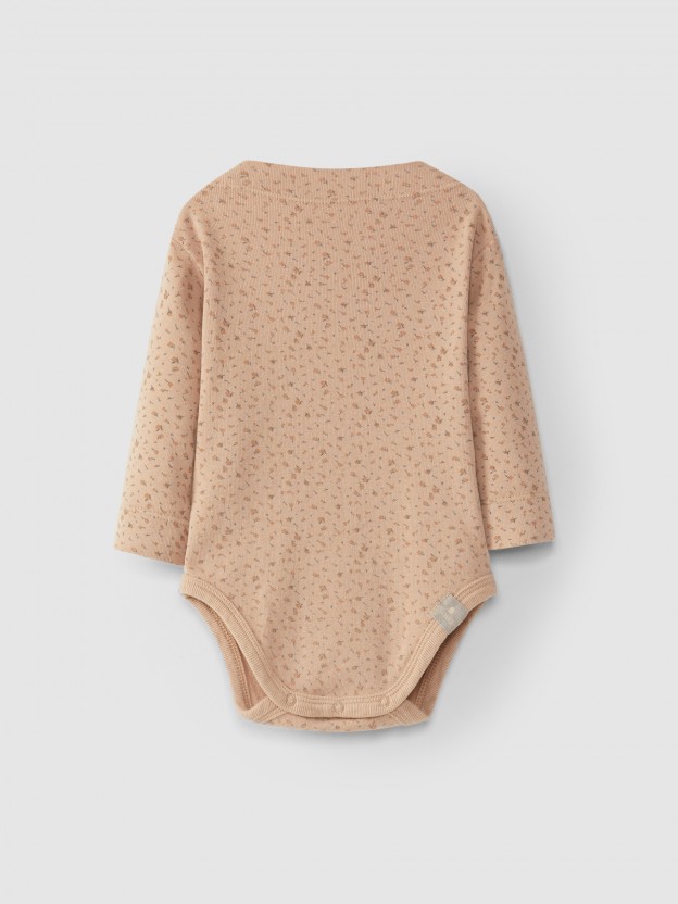 Body meia gola malha estampada