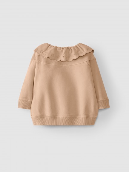 Camisola em felpa com bordado inglês Camisola em felpa com bordado inglês