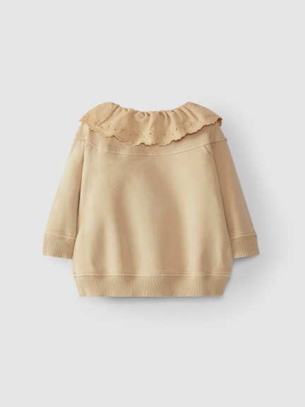 Sweater in plush with English embroidery Sweater in plush with English embroidery