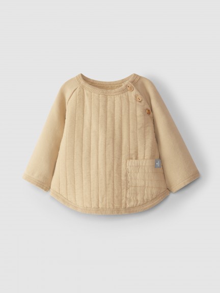 Sweater in plush with double gauze