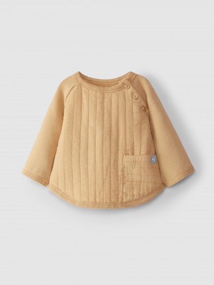 Sweater in plush with double gauze