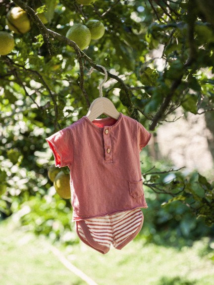 Two-piece T-Shirt and striped shorts set