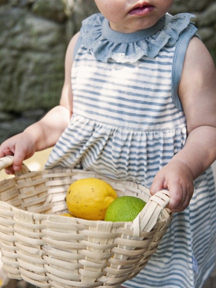 Vestido rayas con cuello bordado Vestido rayas con cuello bordado