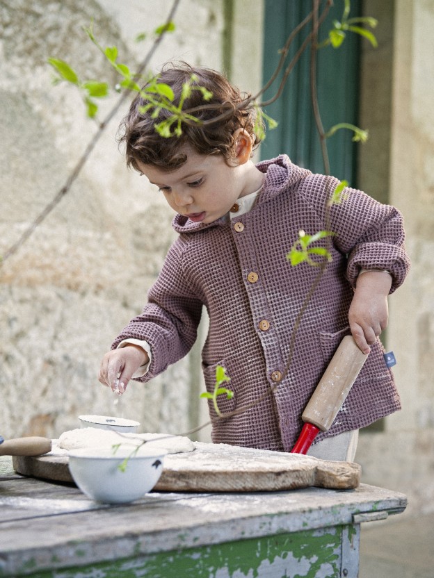 Hooded jacket with waffle weave Hooded jacket with waffle weave