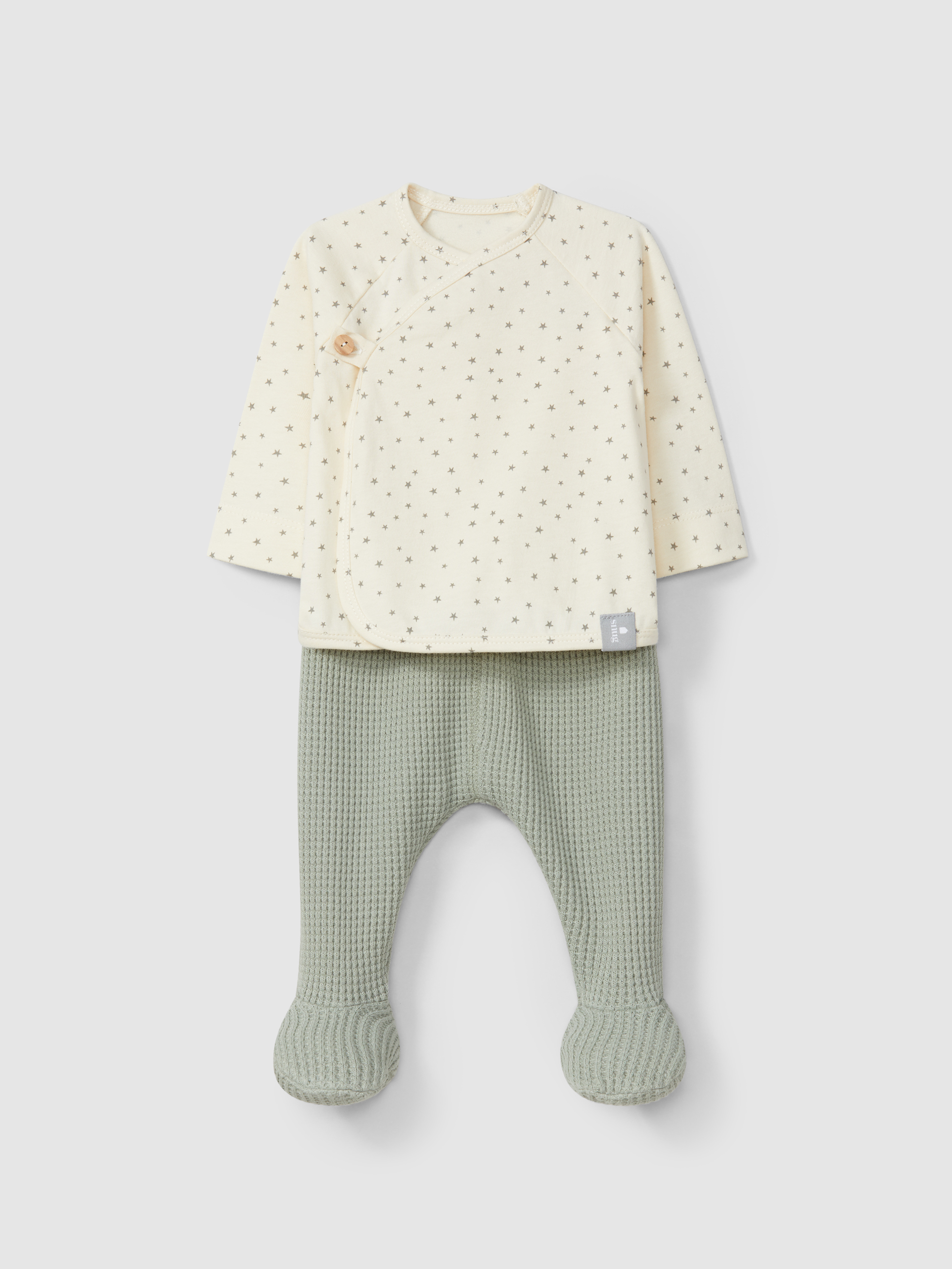 Conjunto de duas peças estrelas e malha waffle