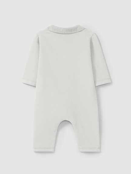 Romper with collar and pockets in ribbed velvet Romper with collar and pockets in ribbed velvet