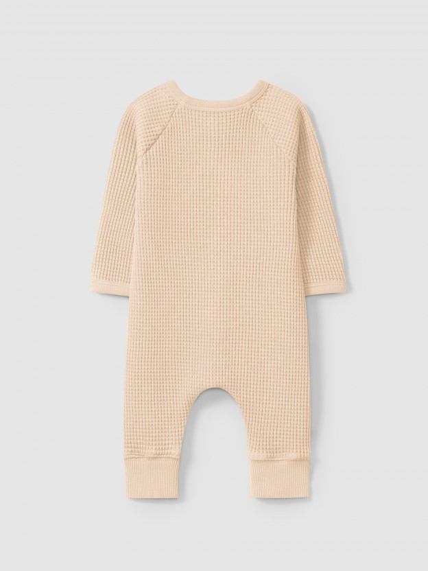 Waffle weave romper with pocket