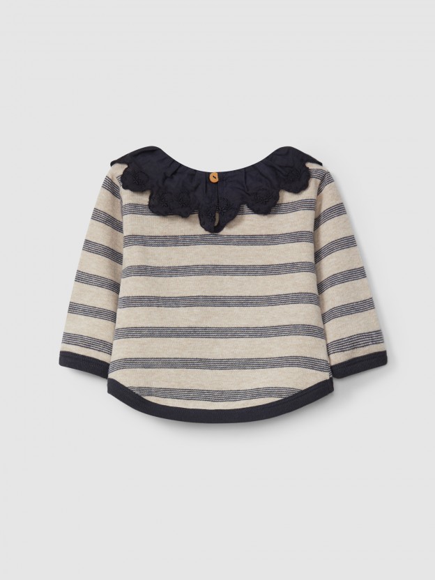 Striped longsleeve with ruffled collar