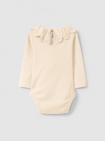 Bodysuit with ruffled collar English embroidery Bodysuit with ruffled collar English embroidery