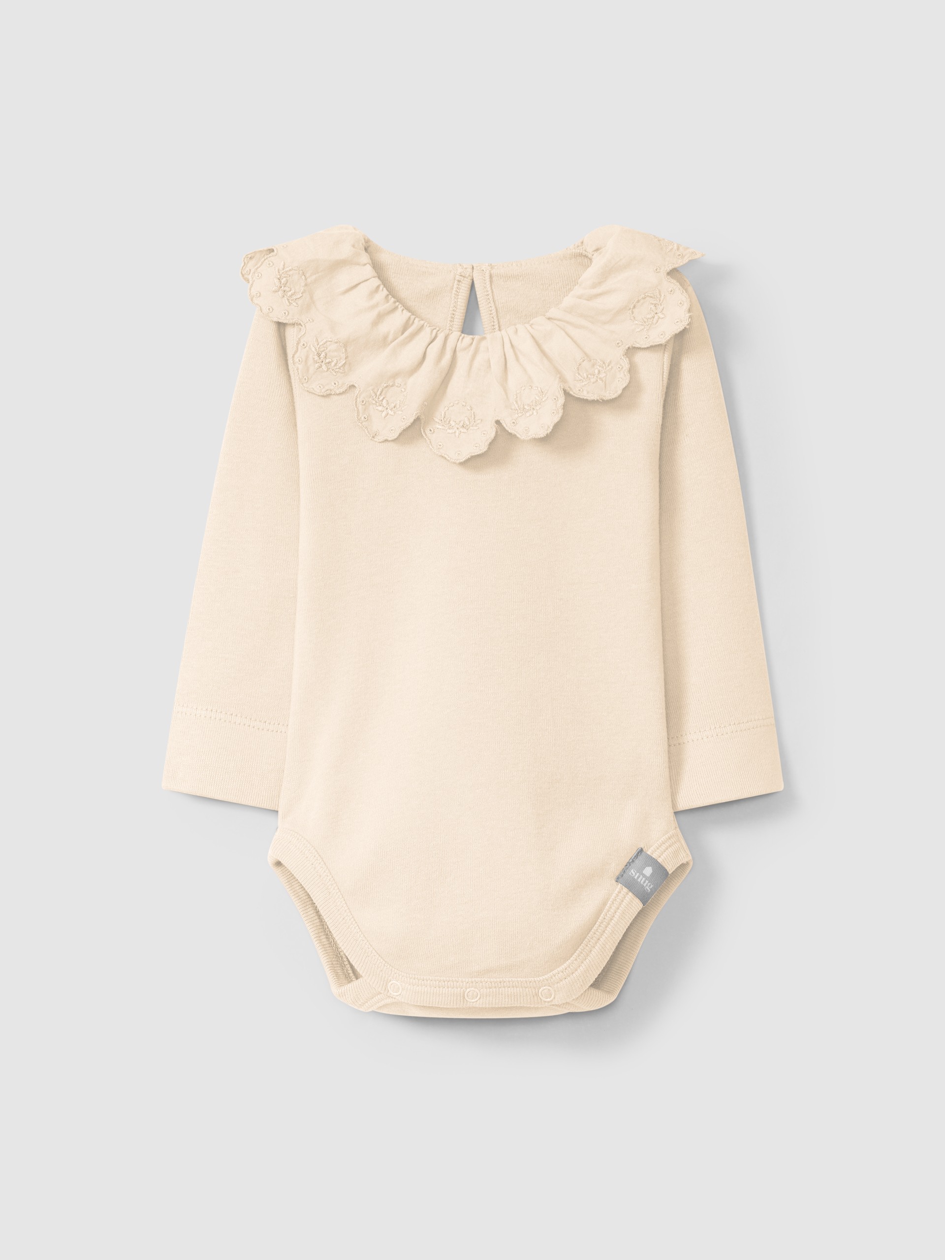 Bodysuit with ruffled collar English embroidery