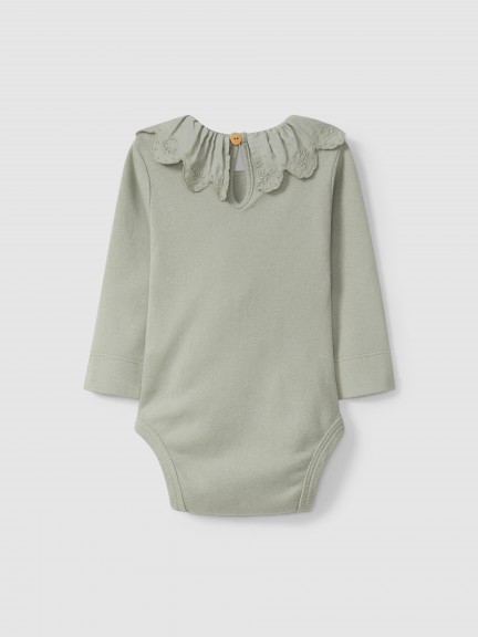 Body gola de folho bordado inglês Body gola de folho bordado inglês