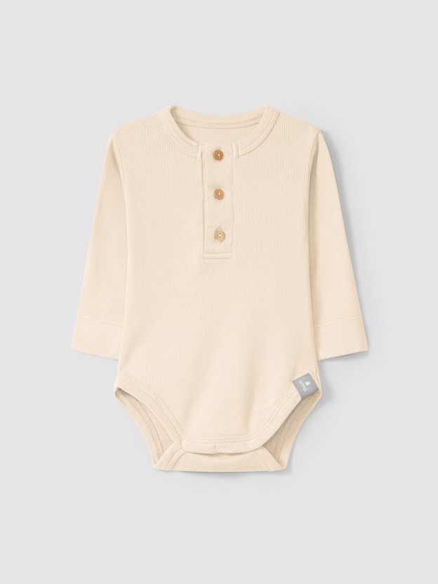 Collarless bodysuit in organic cotton jersey