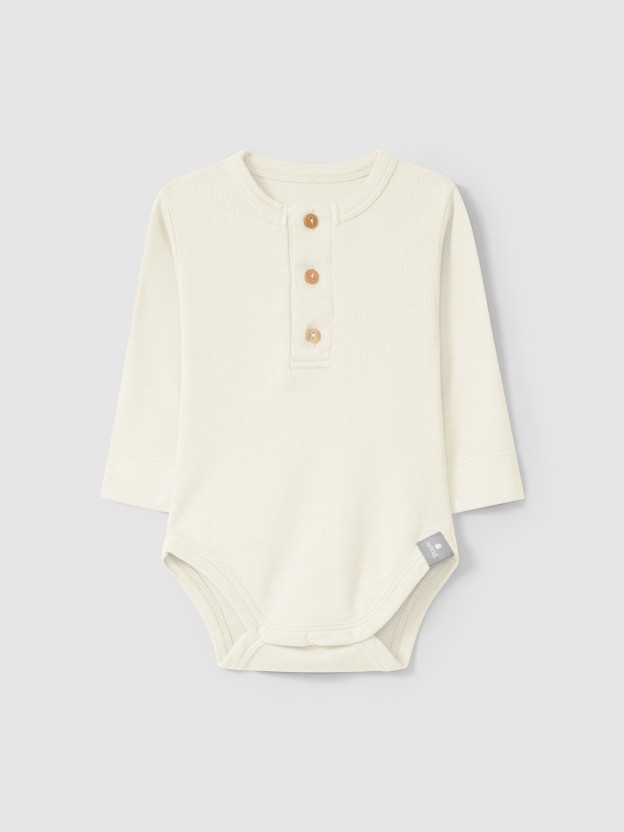 Collarless bodysuit in organic cotton jersey