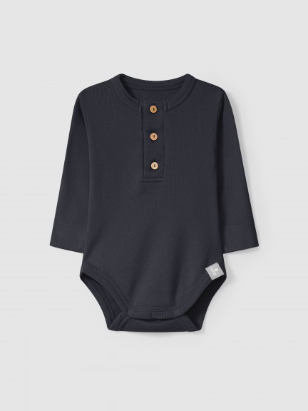 Collarless bodysuit in organic cotton jersey