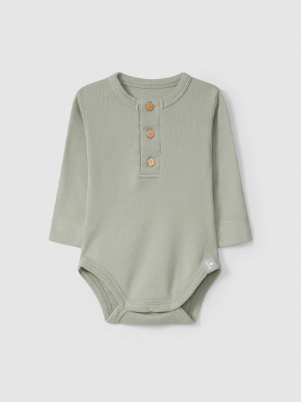 Collarless bodysuit in organic cotton jersey