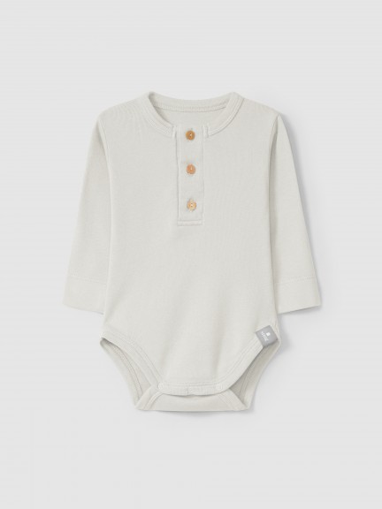 Collarless bodysuit in organic cotton jersey