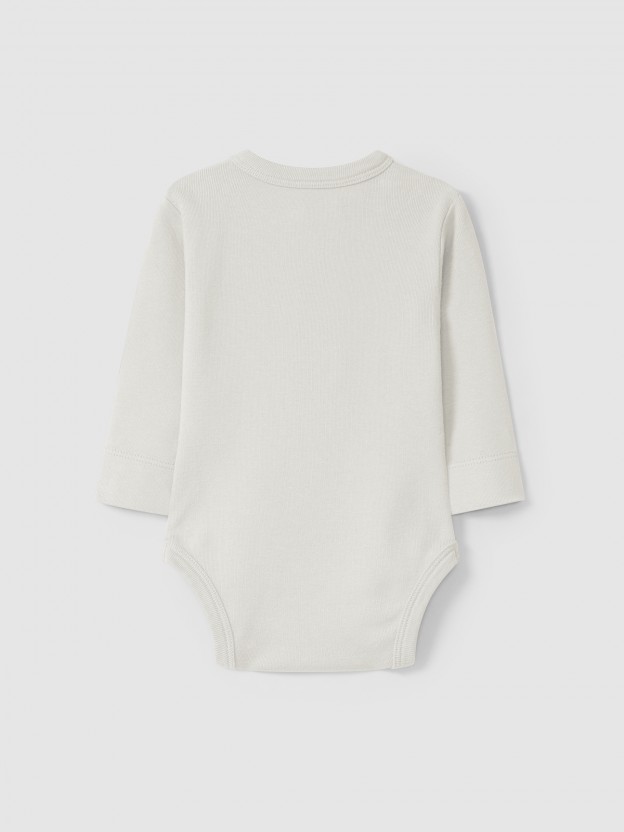 Collarless bodysuit in organic cotton jersey