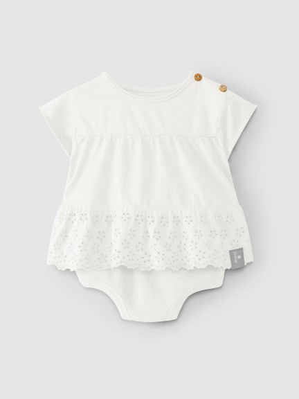 English embroidery T-Shirt & diaper cover set