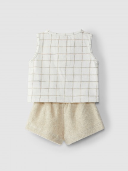 Conjunto de singlet e calções em felpa Conjunto de singlet e calções em felpa
