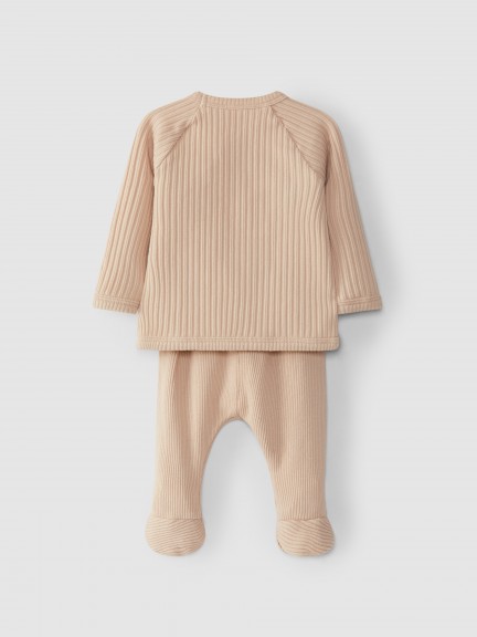 Conjunto de duas peças em malha canelada Conjunto de duas peças em malha canelada