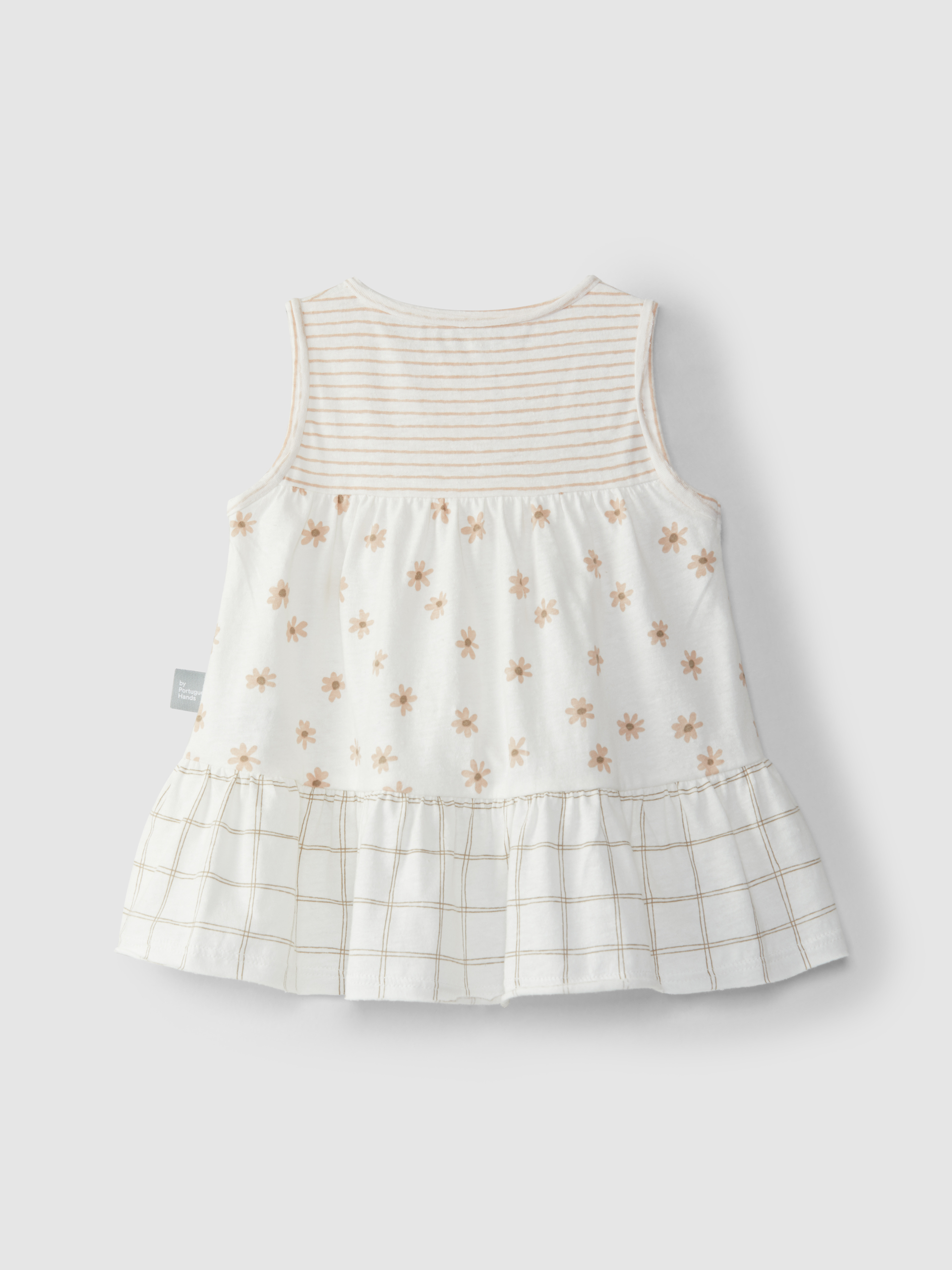 Vestido quadricula e flores