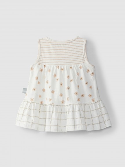 Vestido quadricula e flores Vestido quadricula e flores