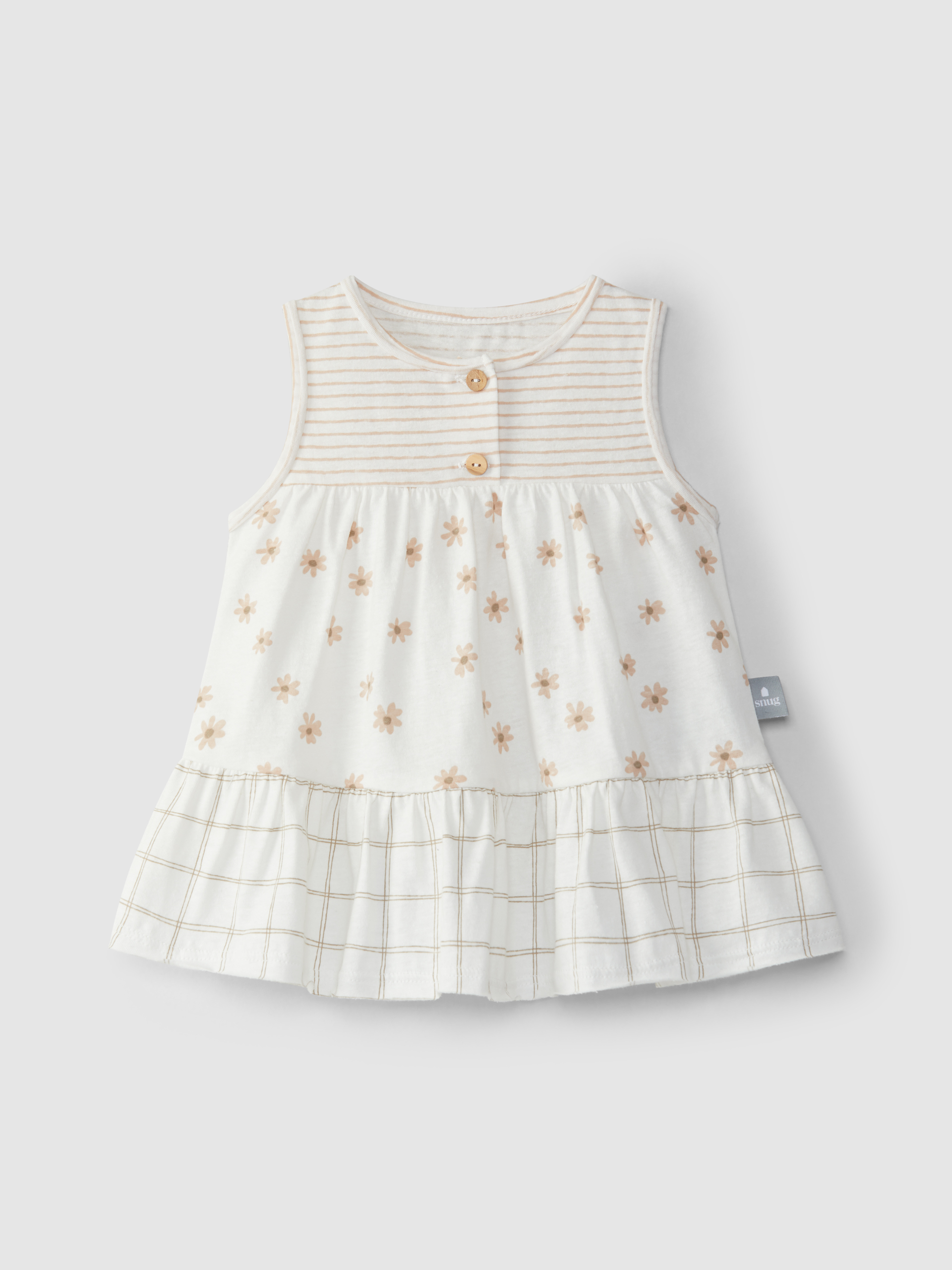 Vestido quadricula e flores