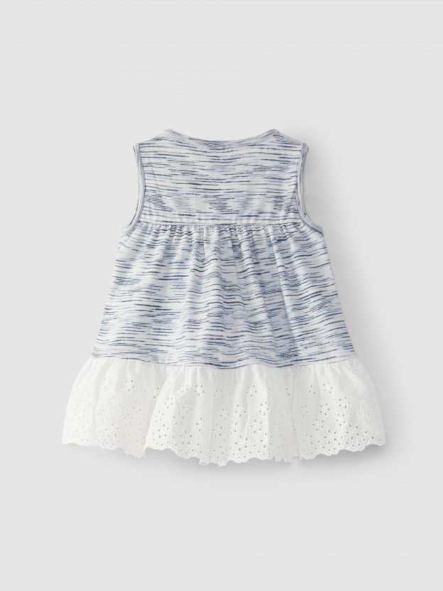 Dress in jersey with English embroidery ruffle