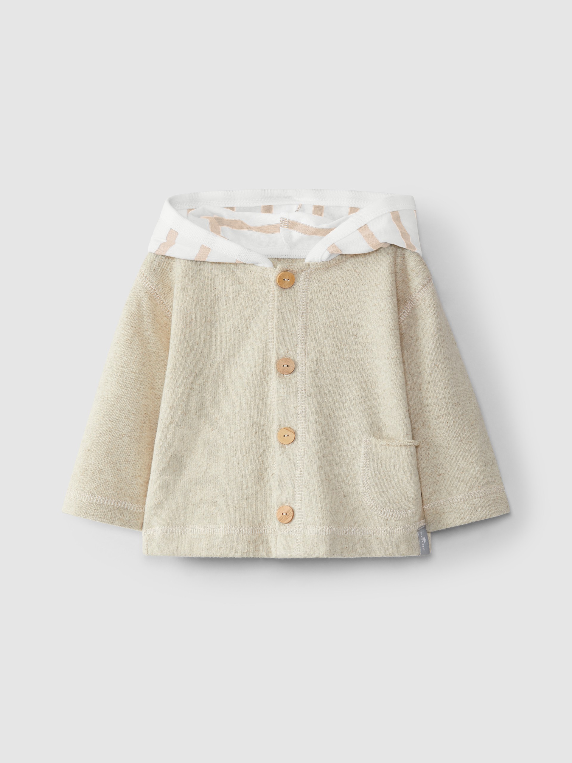 Plush jacket with striped hood