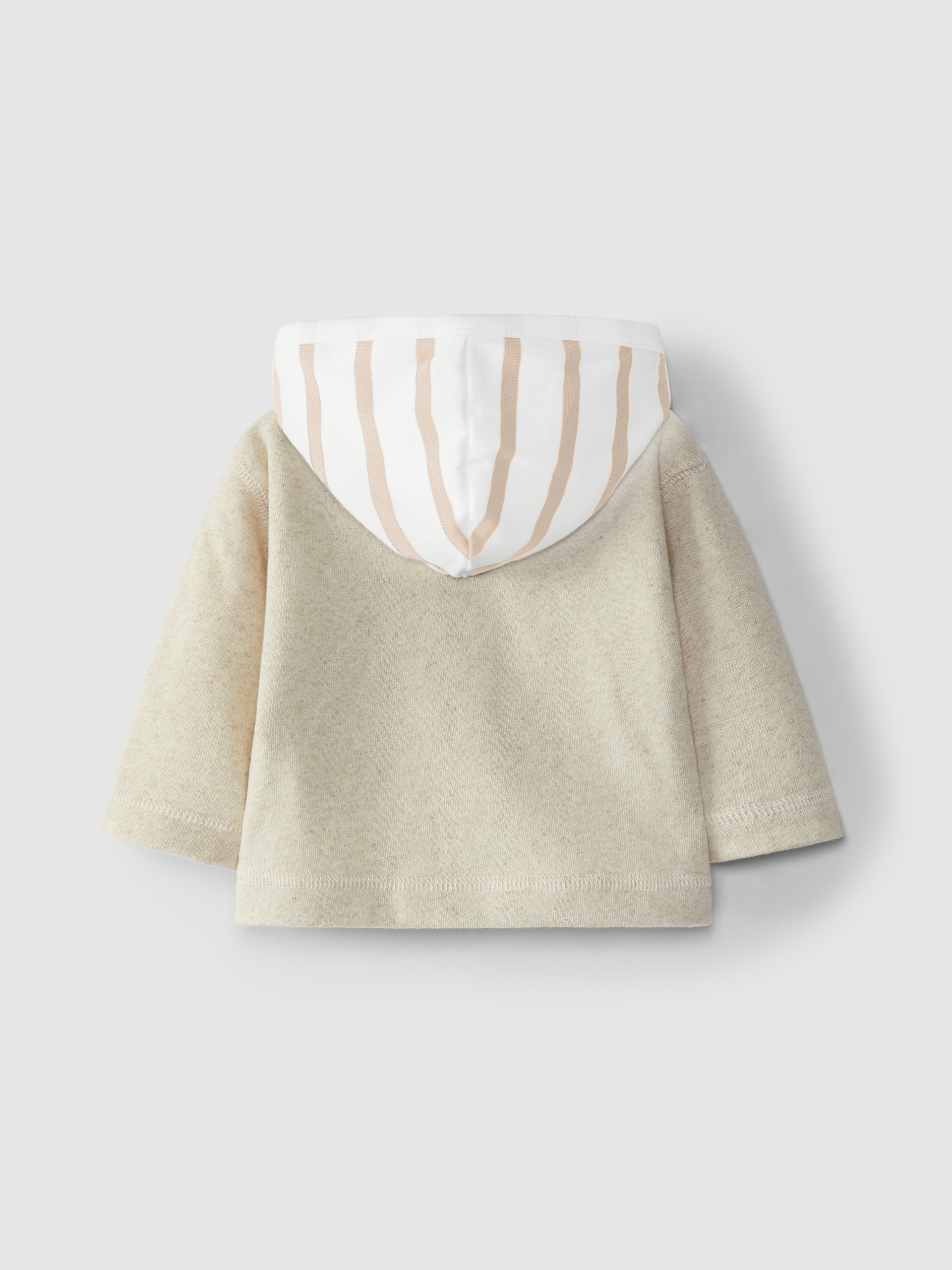 Plush jacket with striped hood