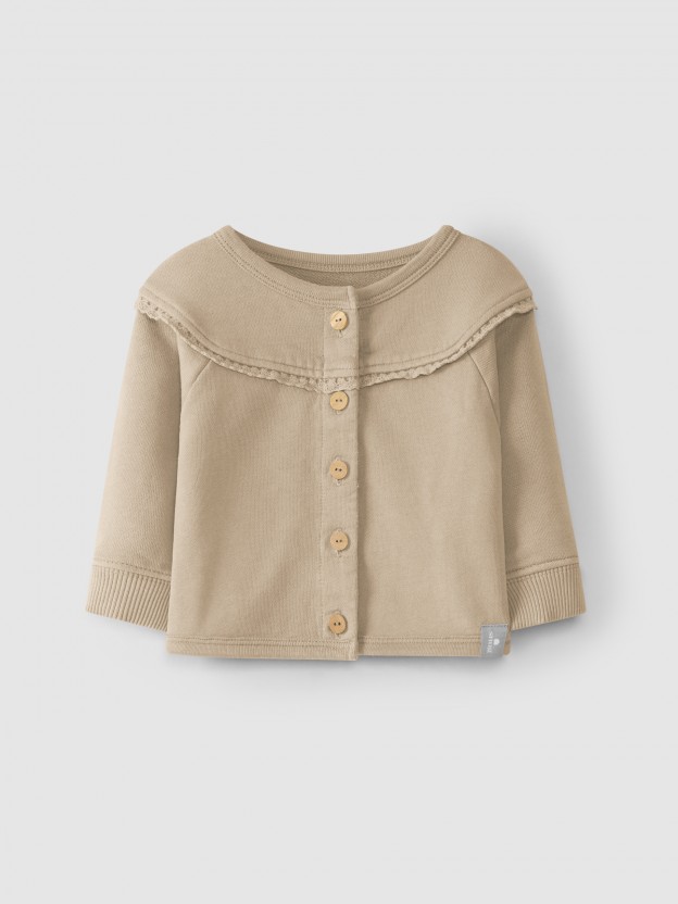 Plush jacket crochet lace