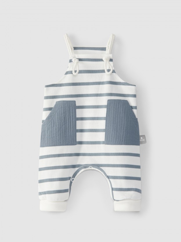 Striped dungarees with pockets