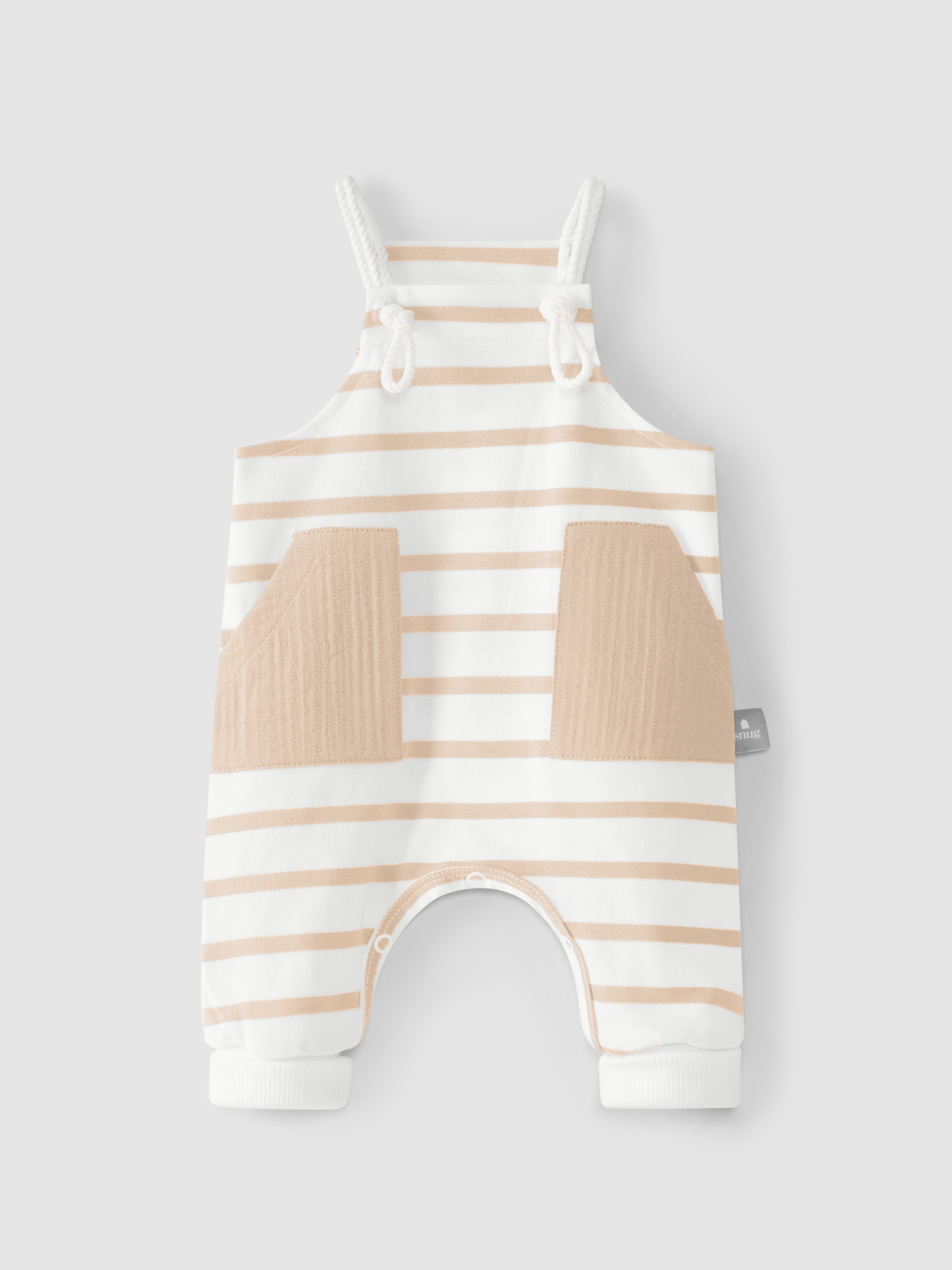 Jardineiras riscas com bolsos