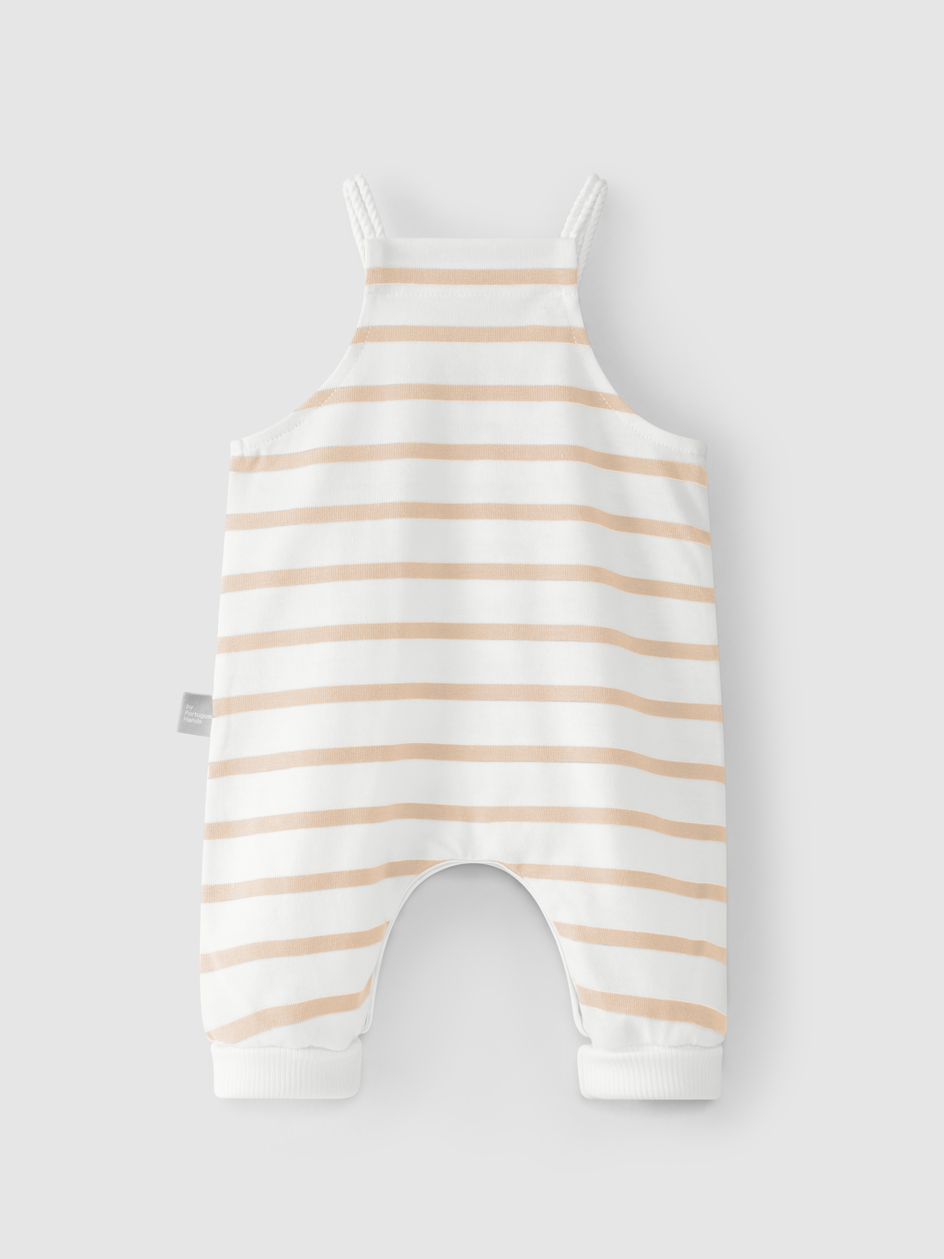 Jardineiras riscas com bolsos