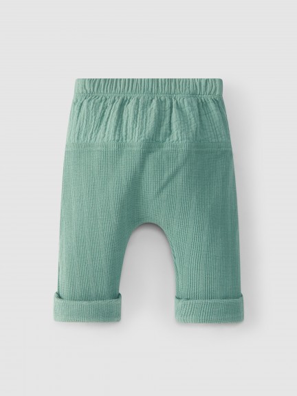 Calças pull-up em malha waffle Calças pull-up em malha waffle