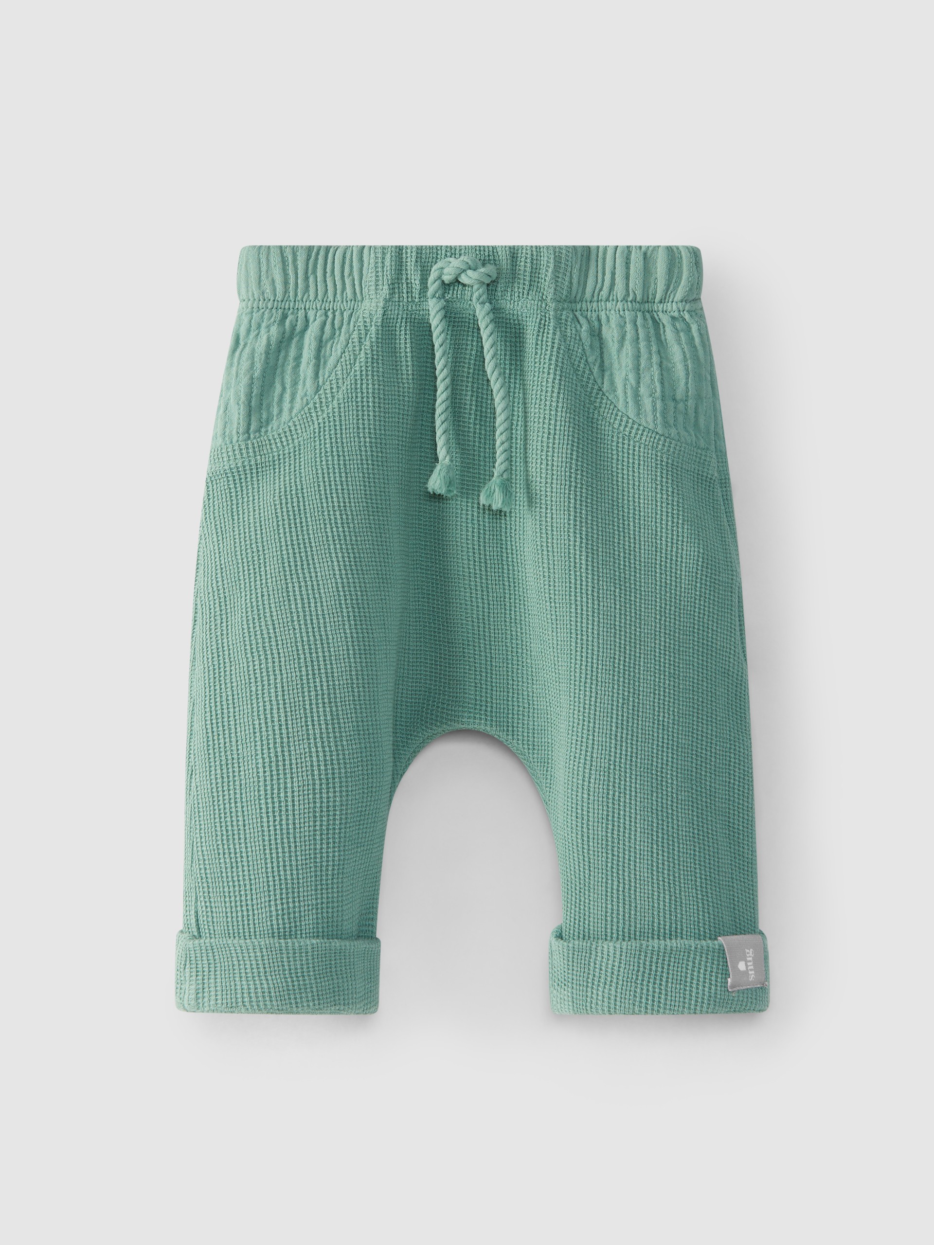 Calças pull-up em malha waffle