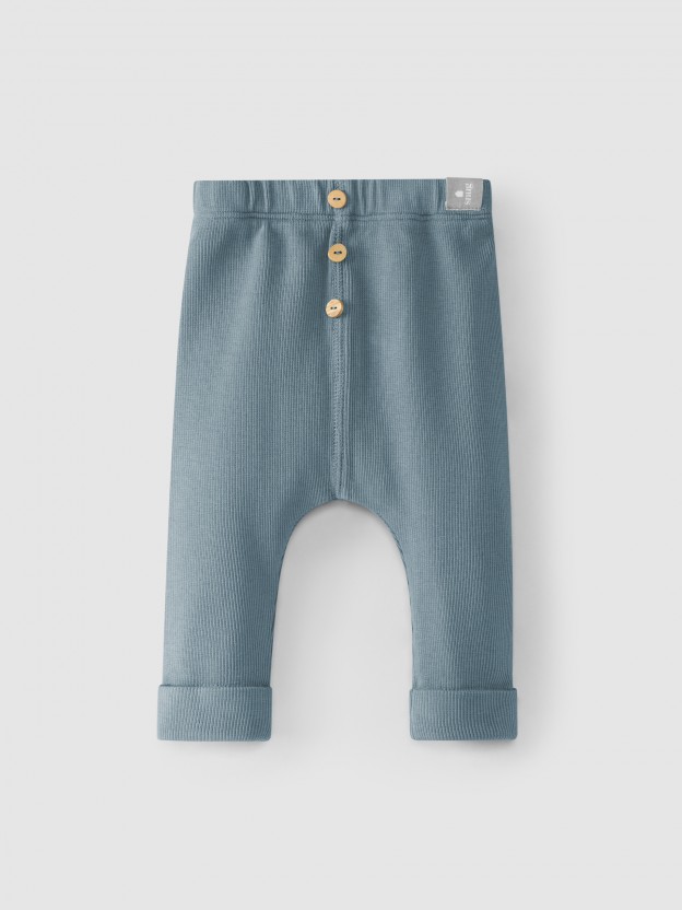 Leggings em malha canelada