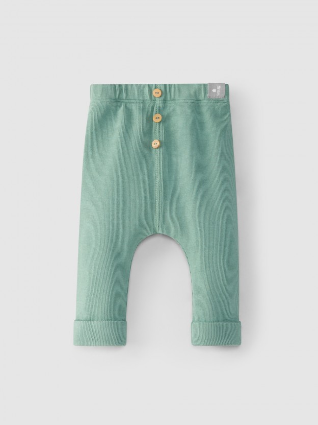 Leggings em malha canelada