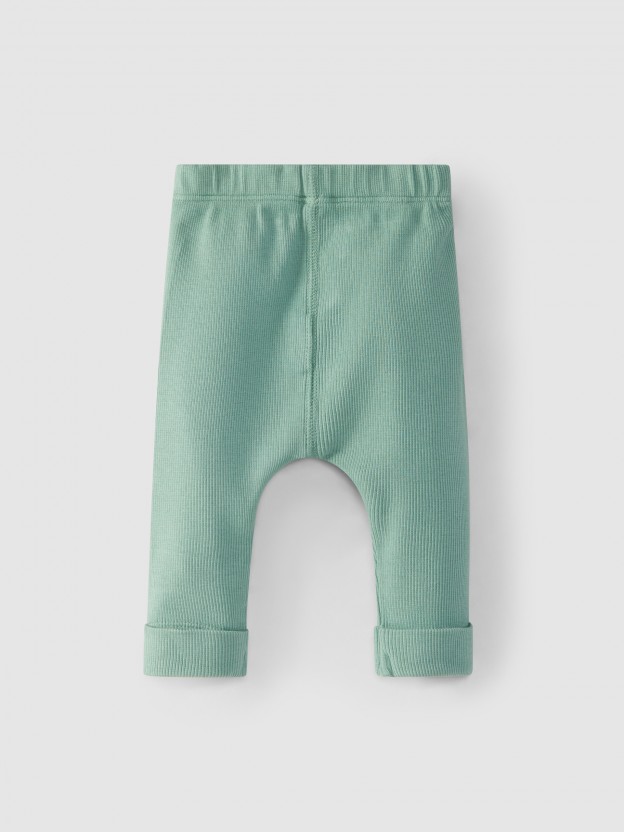 Leggings em malha canelada