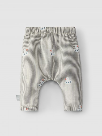 Pantalón pull-up en denim de lona con patito Pantalón pull-up en denim de lona con patito