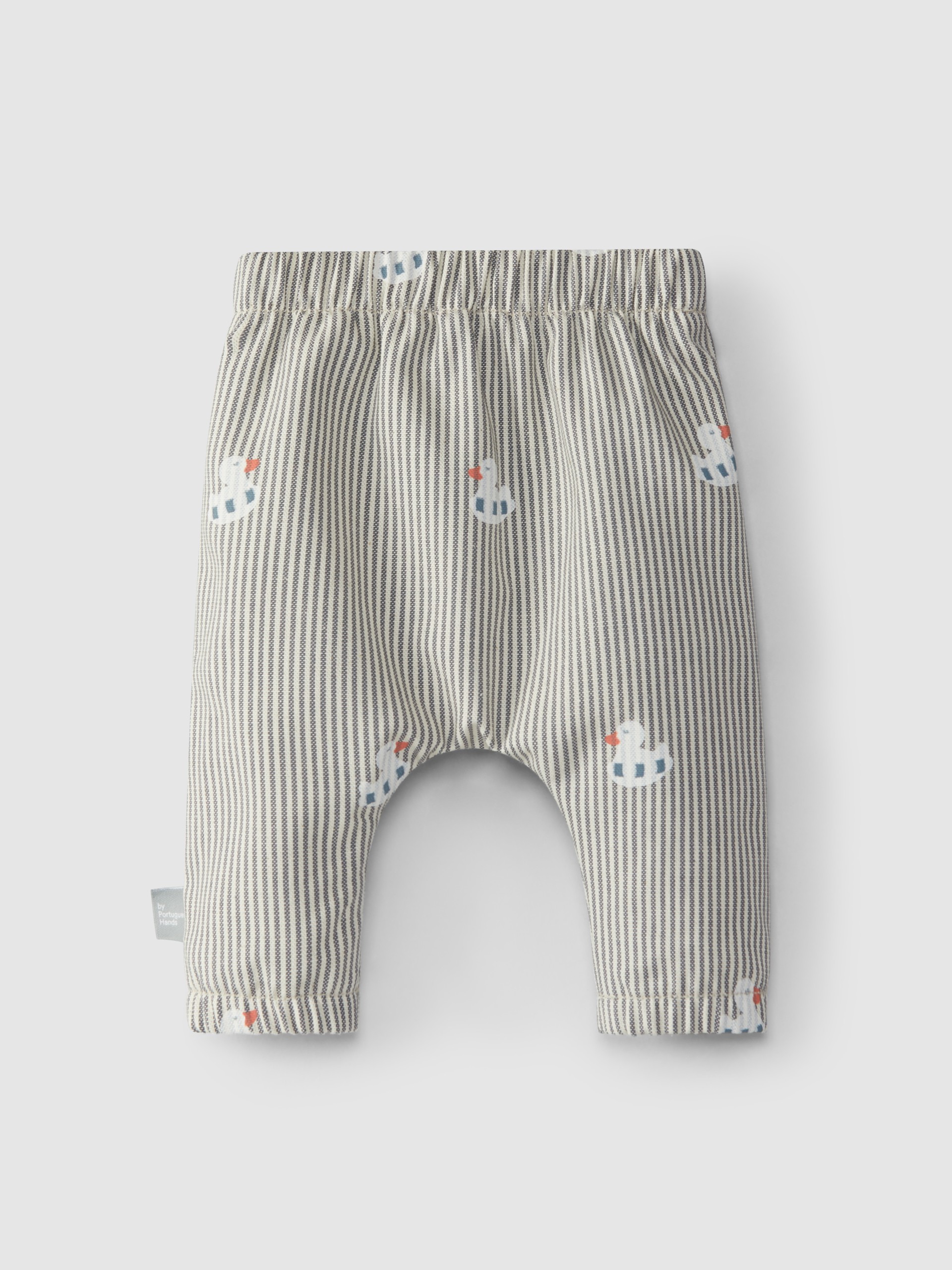 Calças pull-up em denim canvas com patinho