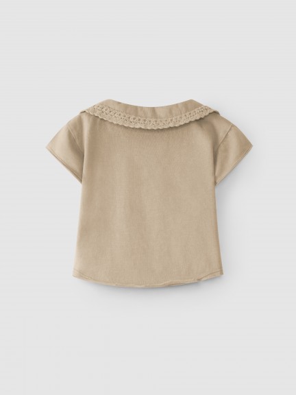 Polo gola renda de croché Polo gola renda de croché