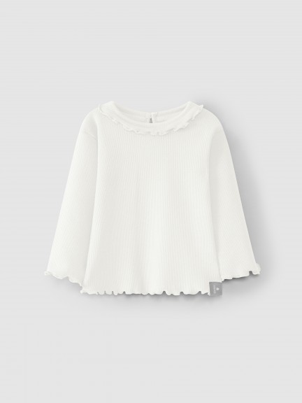 Ribbed jersey longsleeve with ruffle