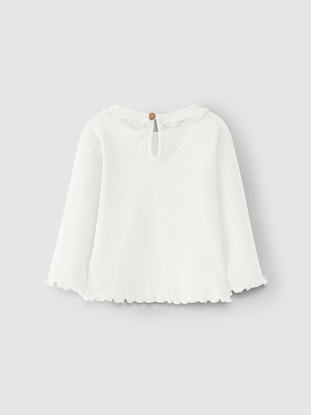 Ribbed jersey longsleeve with ruffle Ribbed jersey longsleeve with ruffle