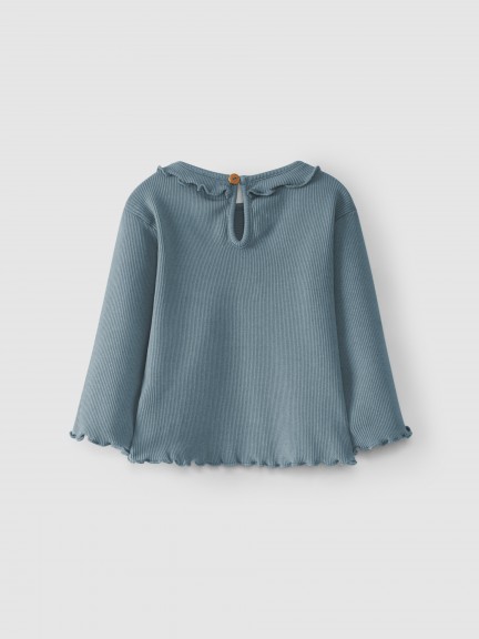 Longsleeve malha canelada com folho Longsleeve malha canelada com folho