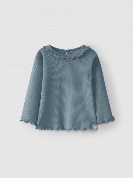 Ribbed jersey longsleeve with ruffle